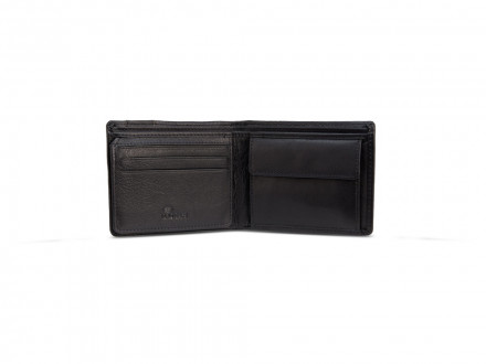 Бумажник Mano Don Leonardo, с RFID защитой, натуральная кожа в черном цвете, 10,5 х 2 х 8,5 см