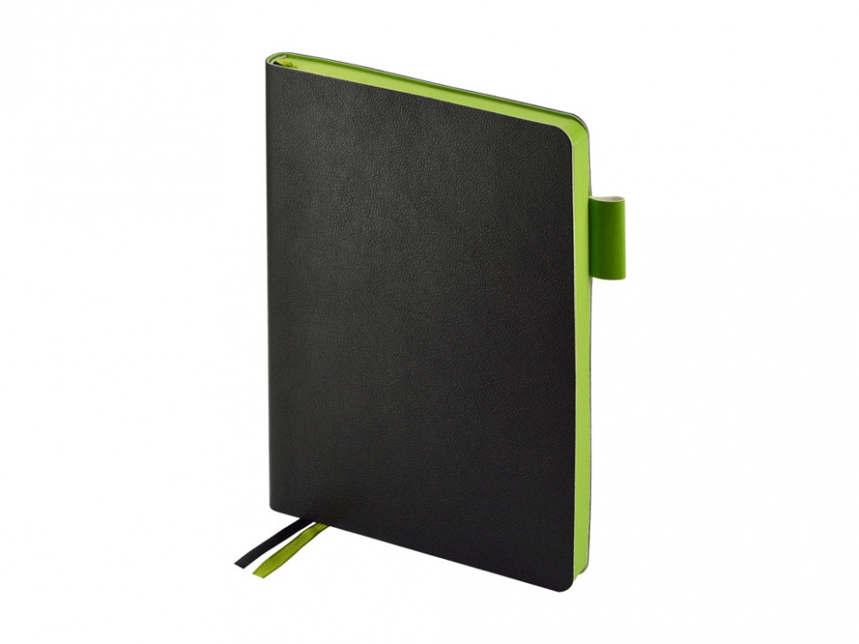 Ежедневник А5 датированный Boston 2027, черный с салатовым обрезом