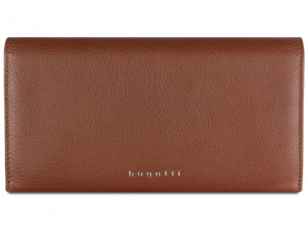 Кошелёк женский BUGATTI Lady Top, коньячный, натуральная воловья кожа, 19,5х2х10 см