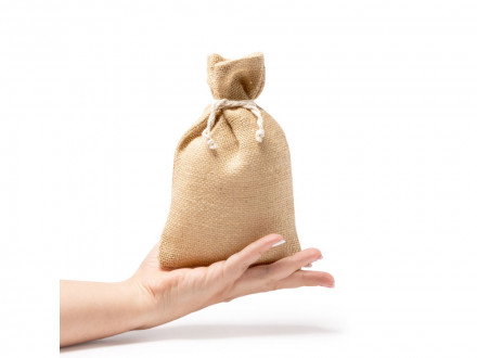 Мешочек FLAY из натурального джута с хлопковой кулиской, бежевый