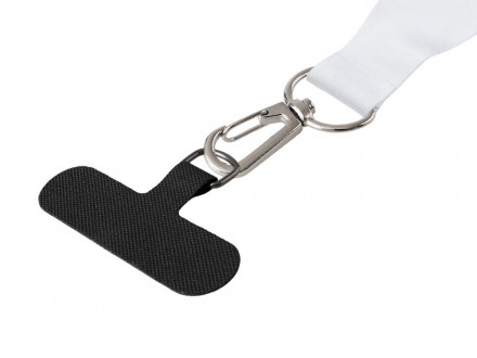 Ланъярд 2 см под сублимацию с трендовым карабином, замком обрыва и узким держателем для телефона из ПЭ, серебристый