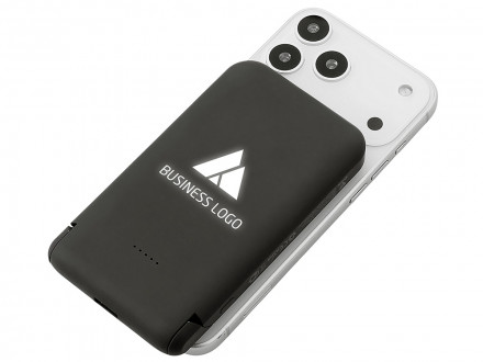 Беспроводной внешний аккумулятор с подсветкой лого и подставкой Magflash, 10000 мАч, 15 Вт, черный