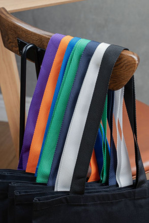 Холщовая сумка BrighTone, черная с фиолетовыми ручками