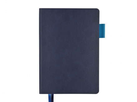 Ежедневник А5 датированный Boston 2027, темно-синий с голубым обрезом