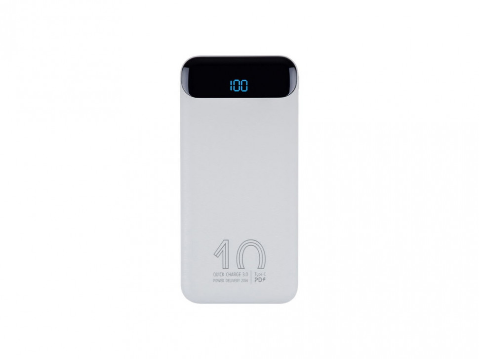 RIVACASE VA2540 (10 000mAh), QC/PD 20W внешний аккумулятор с дисплеем, белый 12/48