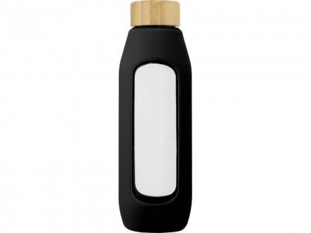 Tidan Бутылка из боросиликатного стекла объемом 600 мл с силиконовым держателем, черный