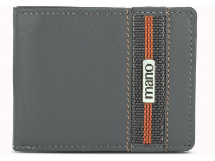 Бумажник Mano Don Leonardo, с RFID защитой, натуральная кожа в сером цвете, 10,5 х 2 х 8,5 см