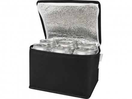 Spectrum нетканая сумка-холодильник, 4 л, на 6 банок, из переработанных материалов, сплошной черный