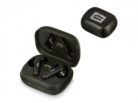 Беспроводные наушники с шумоподавлением c подсветкой лого Lites, черные (Р)