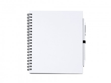 Блокнот LEYNAX с ручкой из переработанного картона, белый