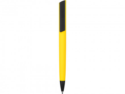 Ручка пластиковая soft-touch шариковая Taper, желтый/черный