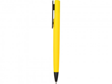 Ручка пластиковая soft-touch шариковая Taper, желтый/черный