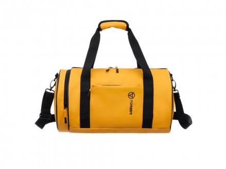 Сумка спортивная TORBER MOBI, желтая, полиэстер 900D с PU покрытием, 45 х 25 х 25 см