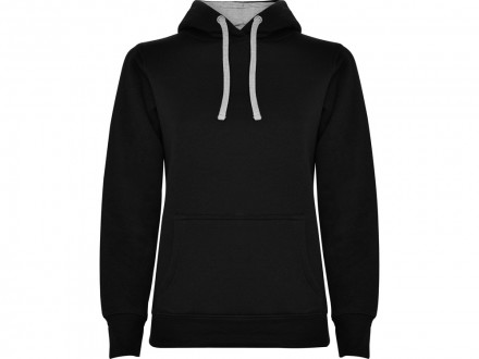 Толстовка с капюшоном Urban женская, черный/серый меланж