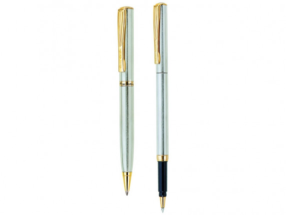 Набор Pierre Cardin PEN&PEN: ручка шариковая + роллер. Цвет - серебристый. Упаковка Е.