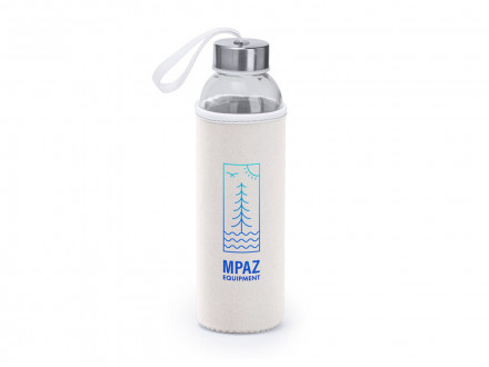 Бутылка стеклянная CAMU в чехле из неопрена, 500 мл, прозрачный/белый