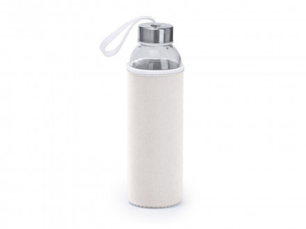 Бутылка стеклянная CAMU в чехле из неопрена, 500 мл, прозрачный/белый