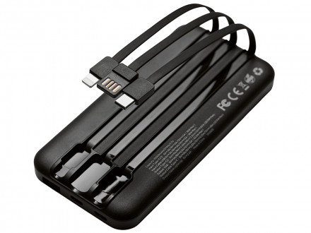 Подарочный набор Tesla с блокнотом А5, ручкой и пауэрбенком на 10 000 mAh, черный