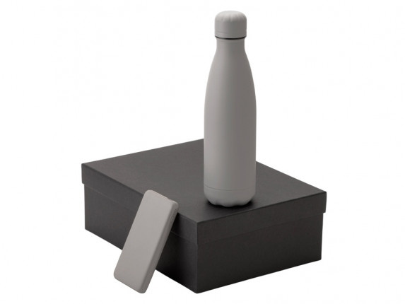 Подарочный набор с термобутылкой и повербанком С2, серый