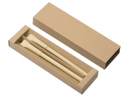 Набор из ручки и вечного карандаша из переработанной бумаги Recycled Duo, натуральный