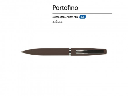 Ручка металлическая шариковая Portofino, софт-тач, 1.0 мм, коричневый