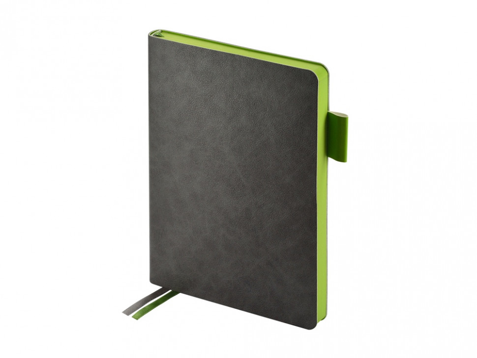 Ежедневник А5 датированный Boston 2027, серый с салатовым обрезом
