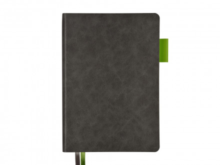 Ежедневник А5 датированный Boston 2027, серый с салатовым обрезом