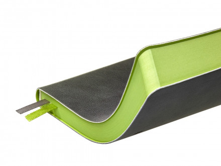 Ежедневник А5 датированный Boston 2027, серый с салатовым обрезом