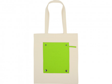 Складная хлопковая сумка для шопинга Gross с карманом, зеленое яблоко