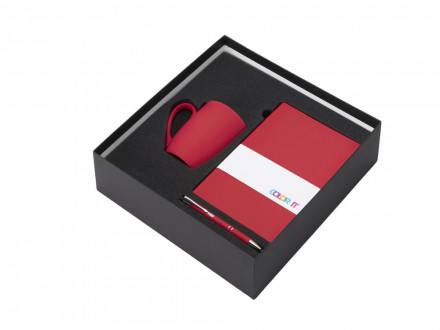 Подарочный набор с блокнотом С1, металлической ручкой и кружкой, красный