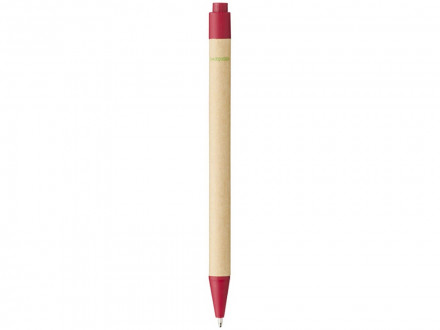 Шариковая ручка Berk из переработанного картона и кукурузного пластика, натуральный/красный