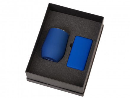 Подарочный набор с термокружкой и повербанком С2, 10000 mAh, синий