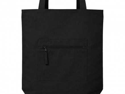 Сумка на молнии Zipper  Neo из хлопка 280 г c карманом на молнии спереди, черный