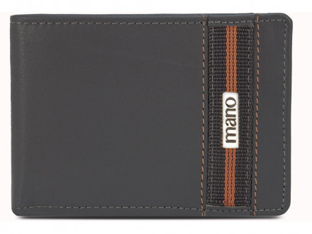 Бумажник Mano Don Leonardo, с RFID защитой, натуральная кожа в сером цвете, 12,5 х 2,5 х 9 см
