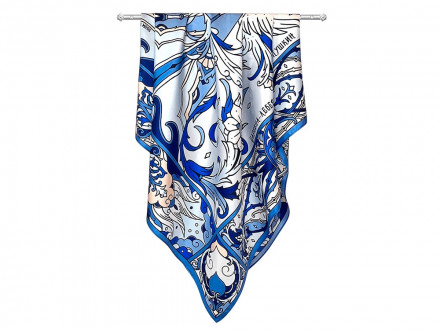 Платок Царевна-Лебедь 100% шелк, синий