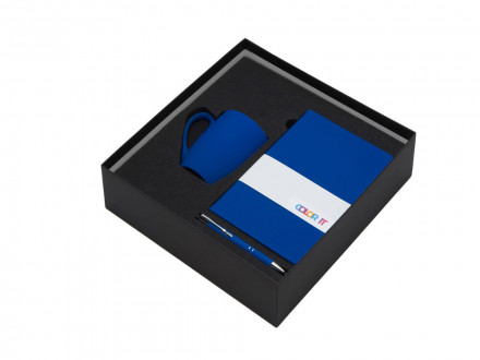 Подарочный набор с блокнотом С2, металлической ручкой и кружкой, синий