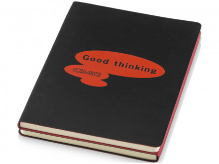 Блокнот А5 Doppio, черный/красный