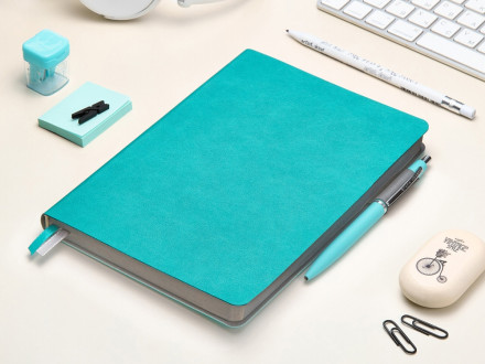 Ежедневник А5 датированный Boston 2027, морская волна с серым обрезом