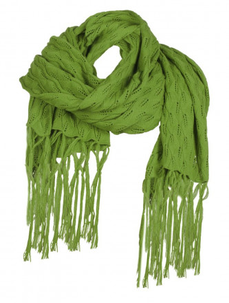 Палантин «Нежные листья», зеленый (оливковый)