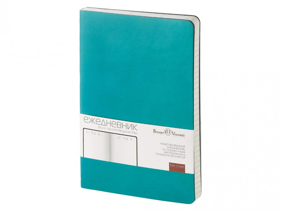 Ежедневник А5 недатированный Megapolis Velvet Flex, морская волна