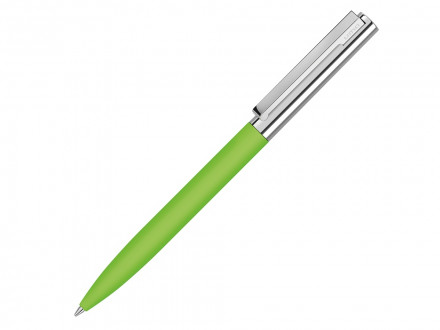 Ручка металлическая шариковая Bright GUM soft-touch с зеркальной гравировкой, зеленое яблоко
