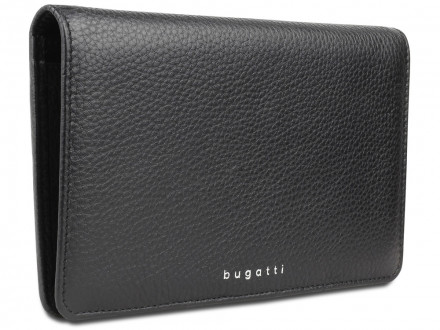 Кошелёк женский BUGATTI СУПЕР ЛЕДИ | LADY TOP, чёрный, натуральная воловья кожа, 19,5х2х11,2 см