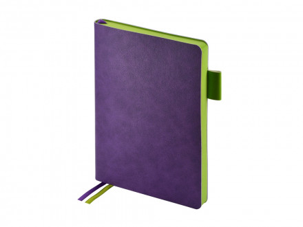 Ежедневник А5 датированный Boston 2027, фиолетовый с салатовым обрезом