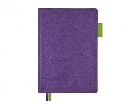 Ежедневник А5 датированный Boston 2027, фиолетовый с салатовым обрезом