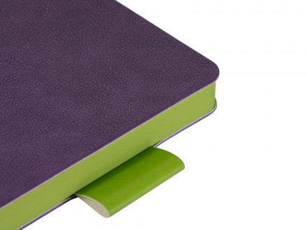 Ежедневник А5 датированный Boston 2027, фиолетовый с салатовым обрезом