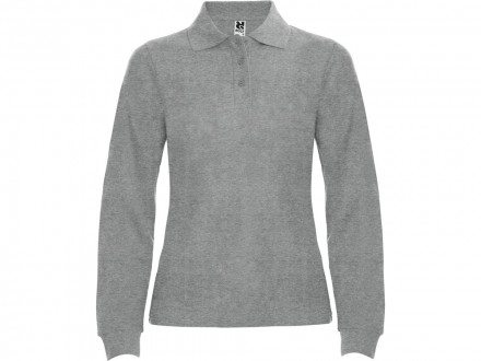 Рубашка поло Estrella женская с длинным рукавом, серый меланж