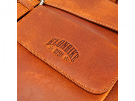Сумка KLONDIKE DIGGER Carl, натуральная кожа цвета коньяк, 42 x 30 x 9 см