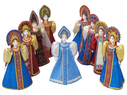 Подарочный набор: кукла фарфоровая, чай Малина с мятой, синий