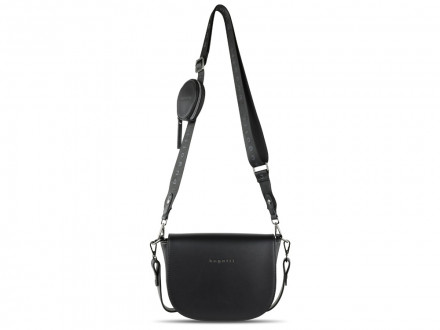 Сумка наплечная женская BUGATTI Almata, с кошельком, чёрная, полиуретан, 27х6х18,5 см