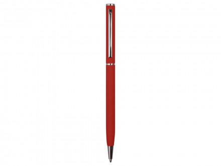 Ручка металлическая шариковая Атриум с покрытием софт-тач, красный
